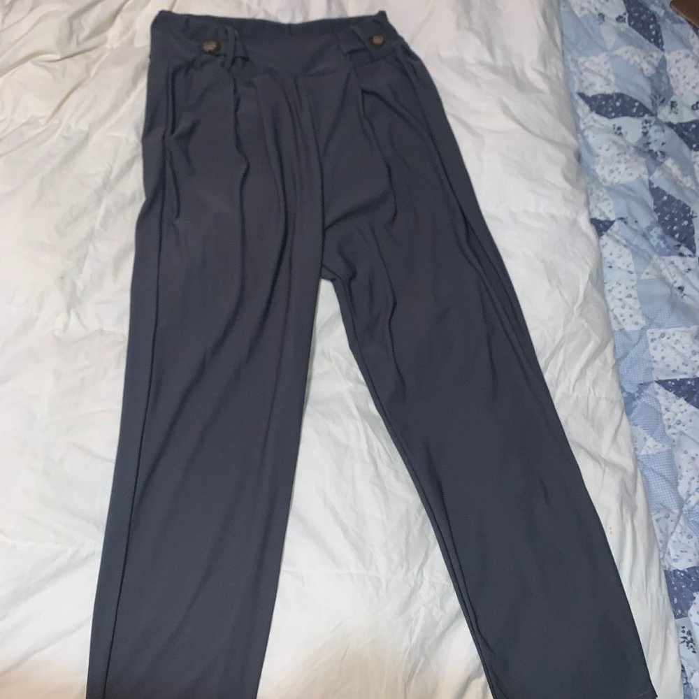 High Waste Stretch Grey Dress Pants